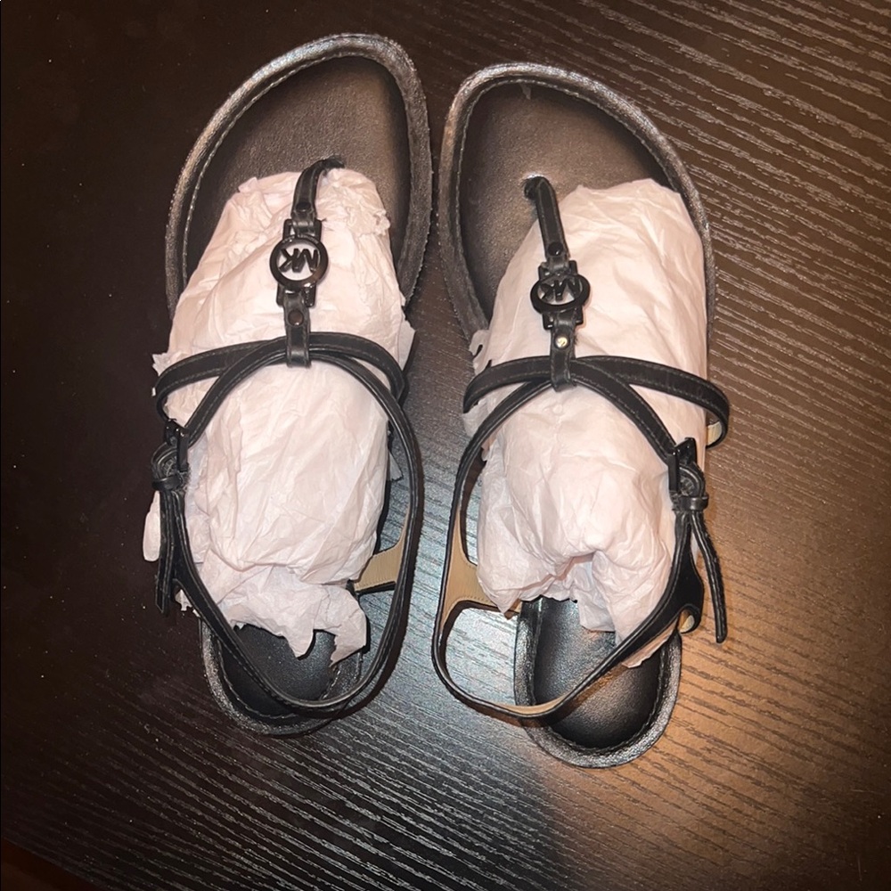 Michael Kors Black Leather Sandals - Picture 4 of 6